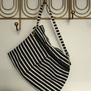 Elegant Black and White Striped Clutch Wristlet